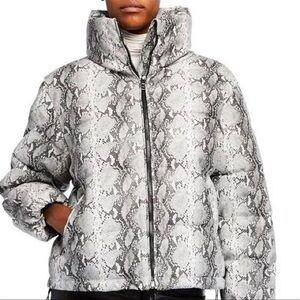 Noize Snake Skin Python Print Puffer Jacket Women’s Large Vegan Winter Coat | L
